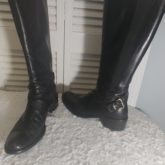 Italian black leather boots SZ 7 - Picture 5 of 10